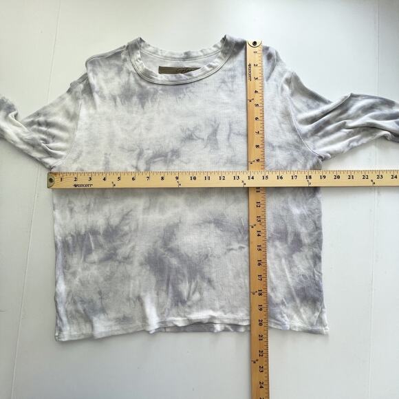 Enza Costa Women's Tie-Dye Silk Blend Long Sleeve Top NEW Size S Gray Round Neck - Picture 8 of 10